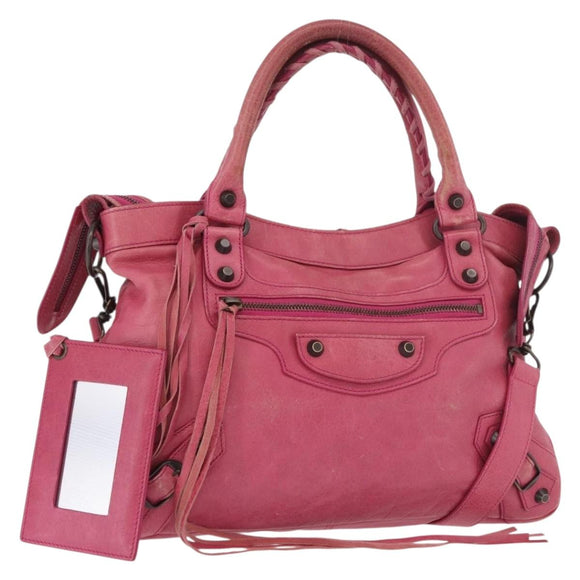BALENCIAGA The Town Hand Bag Leather 2way Pink 240579 Auth am11942V