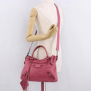 BALENCIAGA The Town Hand Bag Leather 2way Pink 240579 Auth am11942V-30