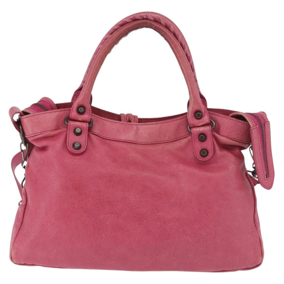 BALENCIAGA The Town Hand Bag Leather 2way Pink 240579 Auth am11942V