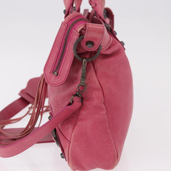 BALENCIAGA The Town Hand Bag Leather 2way Pink 240579 Auth am11942V
