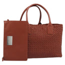 BOTTEGA VENETA INTRECCIATO Cabas MM Tote Bag Leather Brown 115664 Auth am11943SM-1