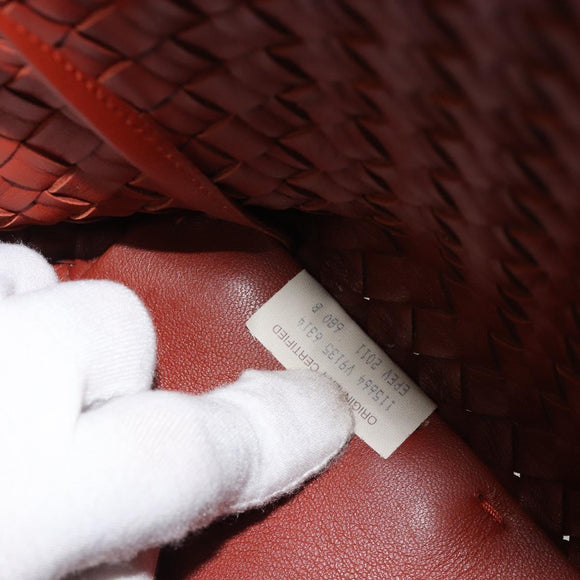 BOTTEGA VENETA INTRECCIATO Cabas MM Tote Bag Leather Brown 115664 Auth am11943SM