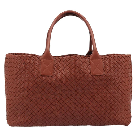 BOTTEGA VENETA INTRECCIATO Cabas MM Tote Bag Leather Brown 115664 Auth am11943SM