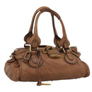 Chloe Paddington Hand Bag Leather Brown Gold Silver Auth am11945V-1