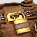 Chloe Paddington Hand Bag Leather Brown Gold Silver Auth am11945V-14