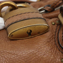 Chloe Paddington Hand Bag Leather Brown Gold Silver Auth am11945V-15