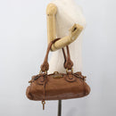 Chloe Paddington Hand Bag Leather Brown Gold Silver Auth am11945V-28