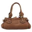 Chloe Paddington Hand Bag Leather Brown Gold Silver Auth am11945V-3