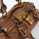 Chloe Paddington Hand Bag Leather Brown Gold Silver Auth am11945V-6