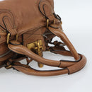 Chloe Paddington Hand Bag Leather Brown Gold Silver Auth am11945V-7