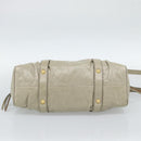 Miu Miu Side Ribbon Hand Bag Leather 2way Beige Gold Auth am11947V-5