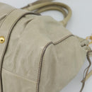 Miu Miu Side Ribbon Hand Bag Leather 2way Beige Gold Auth am11947V-10