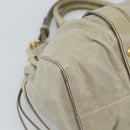 Miu Miu Side Ribbon Hand Bag Leather 2way Beige Gold Auth am11947V-15