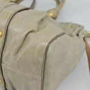 Miu Miu Side Ribbon Hand Bag Leather 2way Beige Gold Auth am11947V-16
