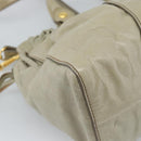 Miu Miu Side Ribbon Hand Bag Leather 2way Beige Gold Auth am11947V-17