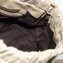 Miu Miu Side Ribbon Hand Bag Leather 2way Beige Gold Auth am11947V-19