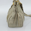 Miu Miu Side Ribbon Hand Bag Leather 2way Beige Gold Auth am11947V-3