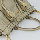 Miu Miu Side Ribbon Hand Bag Leather 2way Beige Gold Auth am11947V-6