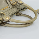 Miu Miu Side Ribbon Hand Bag Leather 2way Beige Gold Auth am11947V-7