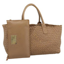 BOTTEGA VENETA INTRECCIATO Cabas MM Tote Bag Leather Beige 115664 Auth am11951V-1