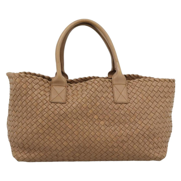 BOTTEGA VENETA INTRECCIATO Cabas MM Tote Bag Leather Beige 115664 Auth am11951V