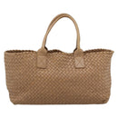 BOTTEGA VENETA INTRECCIATO Cabas MM Tote Bag Leather Beige 115664 Auth am11951V-3