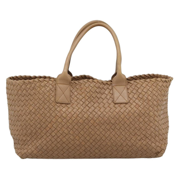 BOTTEGA VENETA INTRECCIATO Cabas MM Tote Bag Leather Beige 115664 Auth am11951V