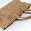 BOTTEGA VENETA INTRECCIATO Cabas MM Tote Bag Leather Beige 115664 Auth am11951V-6
