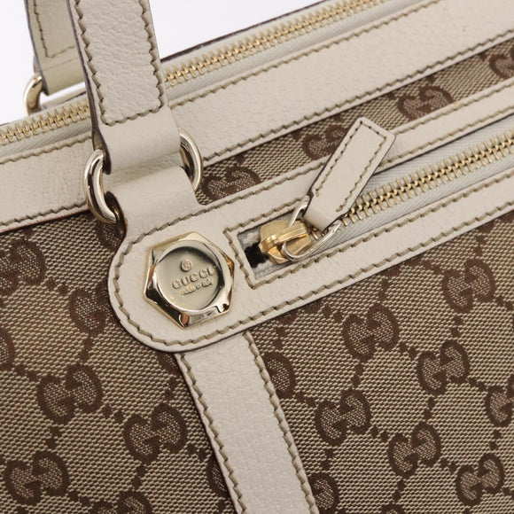 GUCCI GG Canvas Tote Bag Beige Gold 153008 Auth am11952V