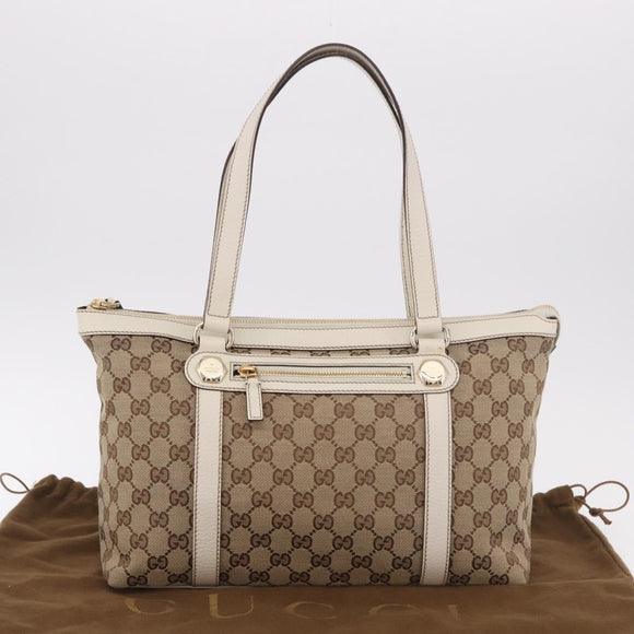 GUCCI GG Canvas Tote Bag Beige Gold 153008 Auth am11952V