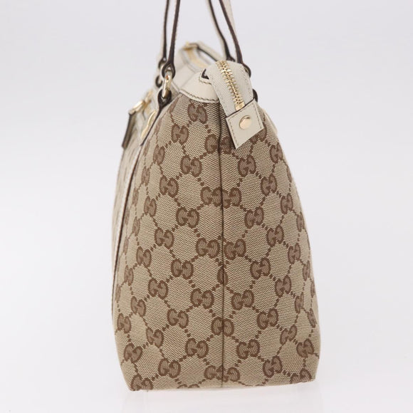 GUCCI GG Canvas Tote Bag Beige Gold 153008 Auth am11952V