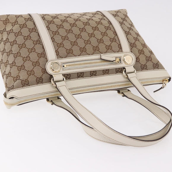 GUCCI GG Canvas Tote Bag Beige Gold 153008 Auth am11952V