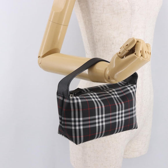 BURBERRY Hand Pouch Nylon Black Silver Auth am11953V