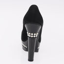CHANEL Pearl Pumps Suede 35 1/2 Black CC Auth am11955M-13
