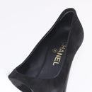 CHANEL Pearl Pumps Suede 35 1/2 Black CC Auth am11955M-33