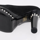 CHANEL Pearl Pumps Suede 35 1/2 Black CC Auth am11955M-9