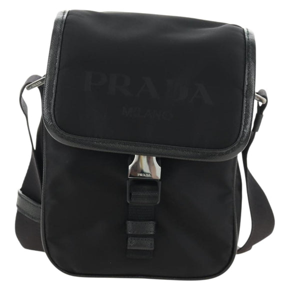 PRADA Shoulder Bag Nylon Black Silver Auth am11956SAM