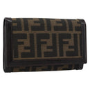 FENDI Zucca Canvas Bifold Wallet Black Brown Auth am11958V-1