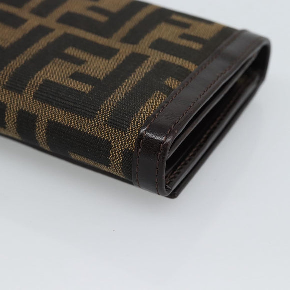FENDI Zucca Canvas Bifold Wallet Black Brown Auth am11958V
