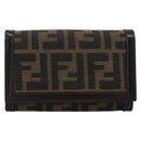 FENDI Zucca Canvas Bifold Wallet Black Brown Auth am11958V-2