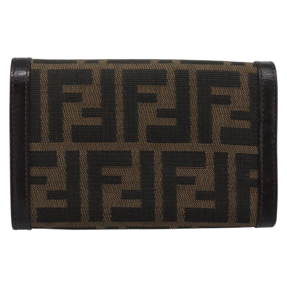 FENDI Zucca Canvas Bifold Wallet Black Brown Auth am11958V