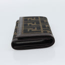 FENDI Zucca Canvas Bifold Wallet Black Brown Auth am11958V-5