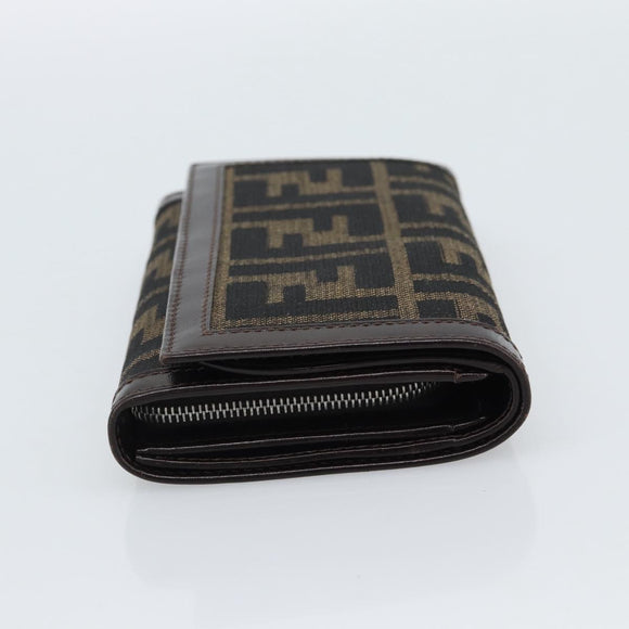 FENDI Zucca Canvas Bifold Wallet Black Brown Auth am11958V