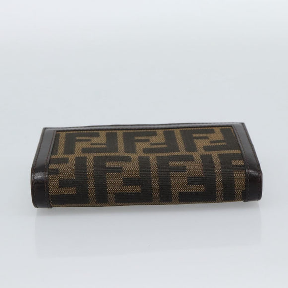 FENDI Zucca Canvas Bifold Wallet Black Brown Auth am11958V