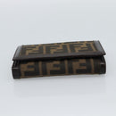 FENDI Zucca Canvas Bifold Wallet Black Brown Auth am11958V-7