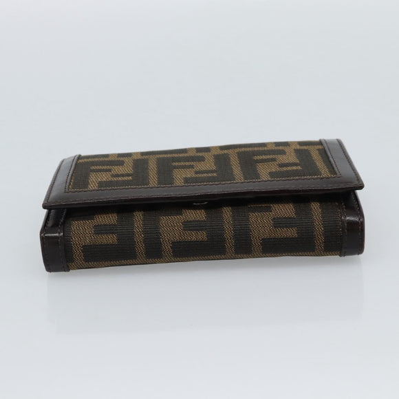 FENDI Zucca Canvas Bifold Wallet Black Brown Auth am11958V