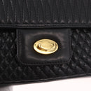 BALLY Double Flap Chain Shoulder Bag Leather Black Gold Auth am11961V-18