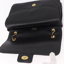 BALLY Double Flap Chain Shoulder Bag Leather Black Gold Auth am11961V-19