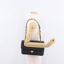 BALLY Double Flap Chain Shoulder Bag Leather Black Gold Auth am11961V-25