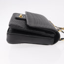 BALLY Double Flap Chain Shoulder Bag Leather Black Gold Auth am11961V-3